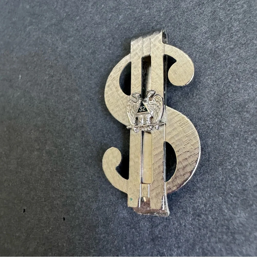 Vintage FOE Fraternal Order Of Eagles‎ Club Money Clip Silver Tone Dollar Sign